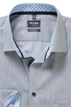 Produktbild f�r 'OLYMP Luxor modern fit Hemd Langarm New Kent Kragen Streifen dunkelblau'