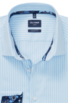 Produktbild f�r 'OLYMP Luxor modern fit Hemd Langarm New Kent Kragen Streifen hellblau'