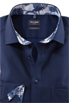 Produktbild fr 'OLYMP Luxor modern fit Hemd Langarm New Kent Kragen Struktur nachtblau'
