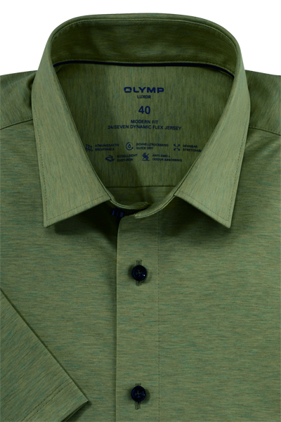 Produktbild fr 'OLYMP Luxor 24/Seven modern fit Hemd Halbarm Jersey Stretch petrol'