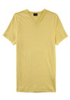 Produktbild fr 'OLYMP Regular Fit T-Shirt Halbarm geknpfter V-Ausschnitt Leinenmix gelb'