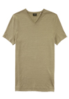 Produktbild fr 'OLYMP Regular Fit T-Shirt Halbarm geknpfter V-Ausschnitt Leinenmix hellbraun'