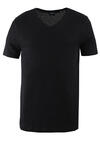 Produktbild fr 'OLYMP Regular Fit T-Shirt Halbarm geknpfter V-Ausschnitt Leinenmix schwarz'