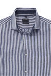 Produktbild fr 'OLYMP Casual regular fit Hemd Langarm New Kent Kragen Leinen Streifen dunkelblau'