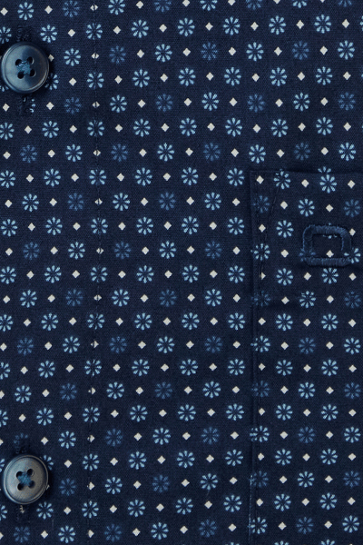 Produktbild fr 'OLYMP Luxor modern fit Hemd Halbarm New Kent Kragen Blumenmuster dunkelblau'
