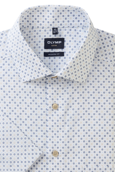 Produktbild fr 'OLYMP Luxor modern fit Hemd Halbarm New Kent Kragen Blumenmuster hellblau'
