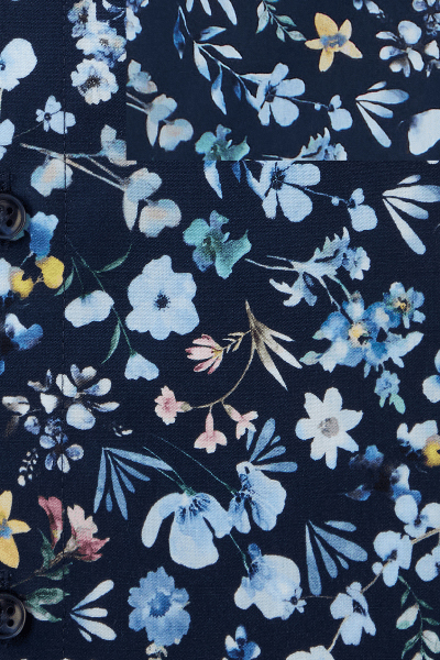 Produktbild fr 'OLYMP Luxor modern fit Hemd Halbarm New Kent Kragen Blumenmuster dunkelblau'