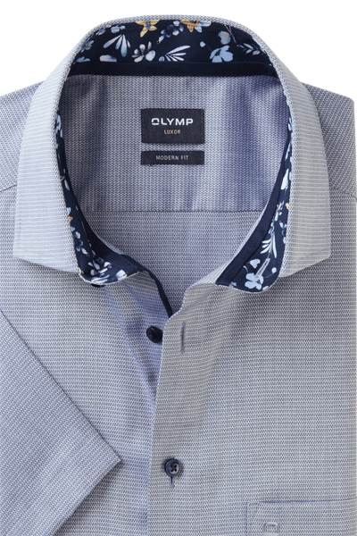 Produktbild fr 'OLYMP Luxor modern fit Hemd Halbarm New Kent Kragen Struktur dunkelblau'