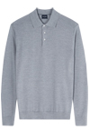 Produktbild f�r 'OLYMP Polo Langarm Strick Merinowolle grau'