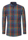 Produktbild fr 'REDMOND Casual Modern Fit Hemd Langarm Button Down Kragen Karo blau'