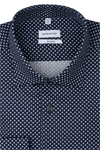 Produktbild f�r 'SEIDENSTICKER Shaped Hemd extra langer Arm New Kent Kragen Muster blau'