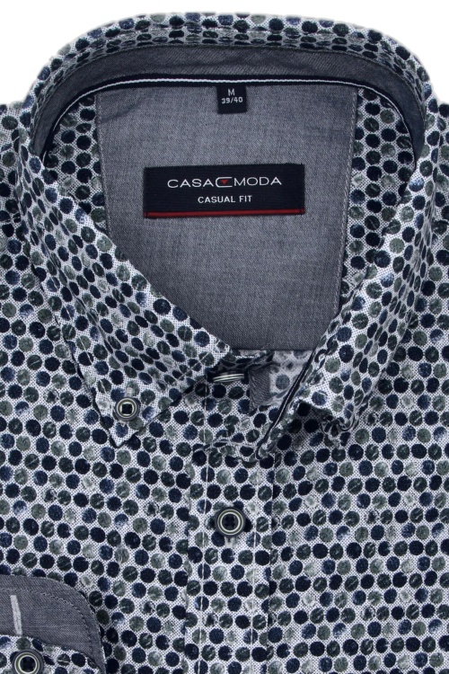 CASAMODA Casual Fit Hemd Langarm Button Down Kragen Muster blau