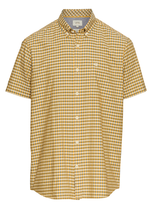 CAMEL ACTIVE Hemd Halbarm Button Down Kragen Karo gelb