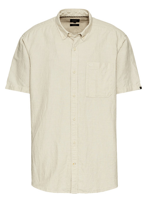 CAMEL ACTIVE Hemd Halbarm Button Down Kragen Leinenmix beige