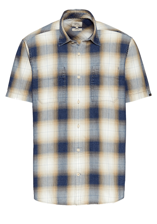 CAMEL ACTIVE Hemd Halbarm New Kent Kragen Karo blau