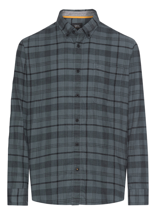 CAMEL ACTIVE Hemd Langarm Button Down Kragen Flanell Karo blau