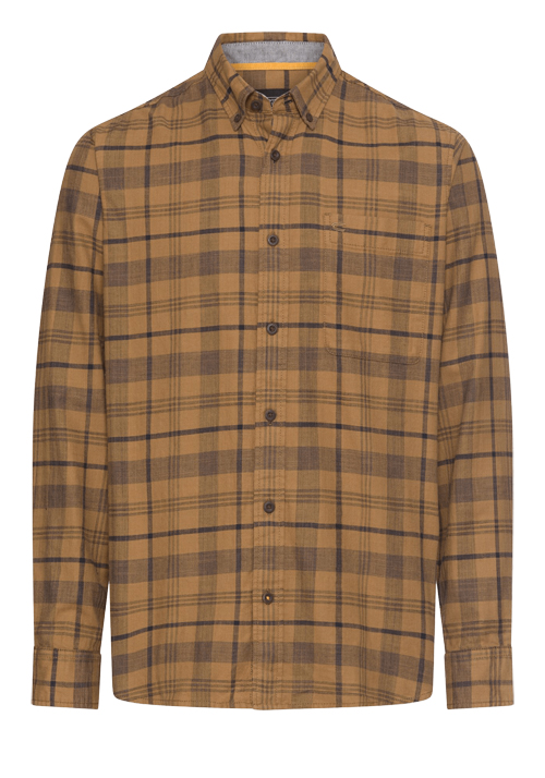 CAMEL ACTIVE Hemd Langarm Button Down Kragen Flanell Karo braun