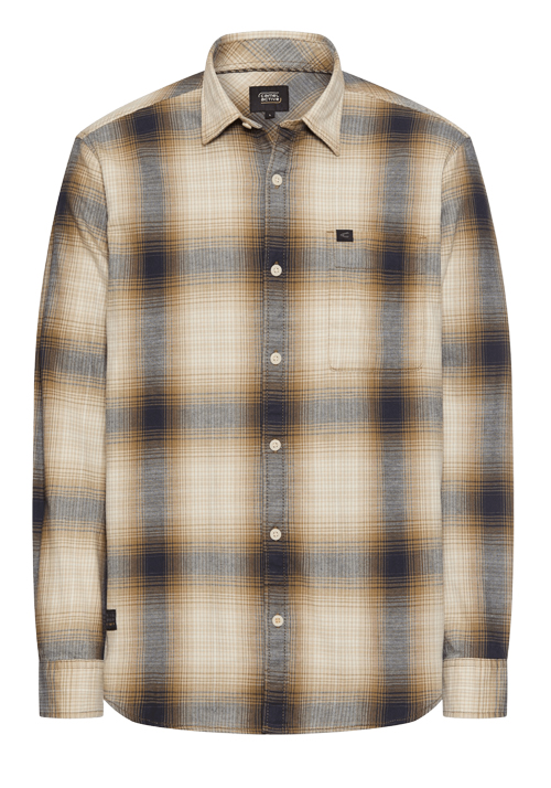CAMEL ACTIVE Hemd Langarm New Kent Kragen Flanelll Karo blau