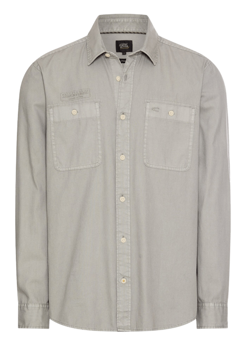 CAMEL ACTIVE Hemd Langarm New Kent Kragen Garment Dye grau