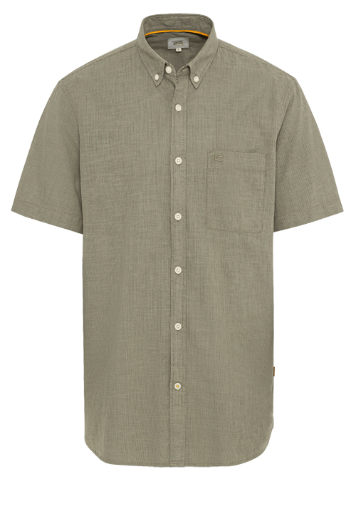 CAMEL ACTIVE Regular Fit Hemd Halbarm Button Down Kragen Streifen oliv