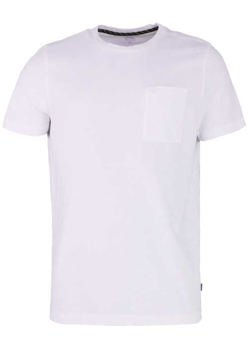 CAMEL ACTIVE T-Shirt Halbarm Rundhals Logo-Stick Brusttasche wei