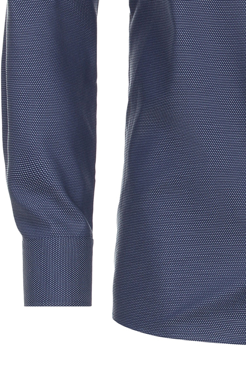 CASAMODA Modern Fit Hemd Langarm New Kent Kragen Stretch Struktur blau