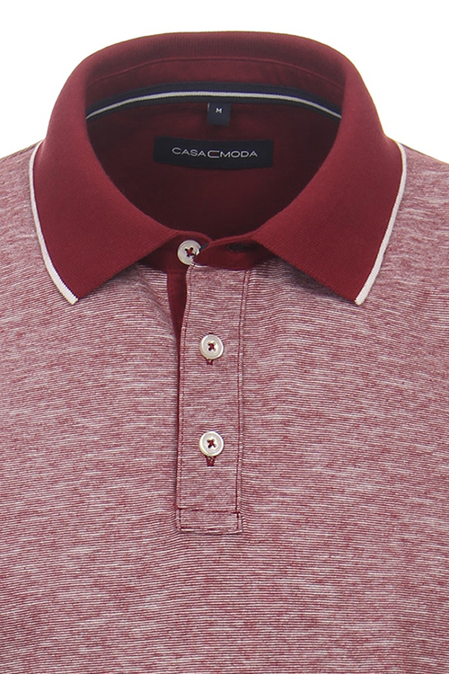 CASAMODA Polo-Shirt Halbarm Polokragen meliert rot