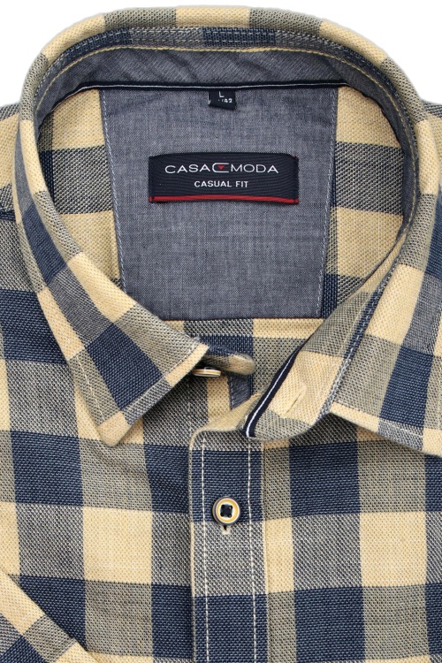 CASAMODA Casual Fit Hemd Halbarm New Kent Kragen Karo blau