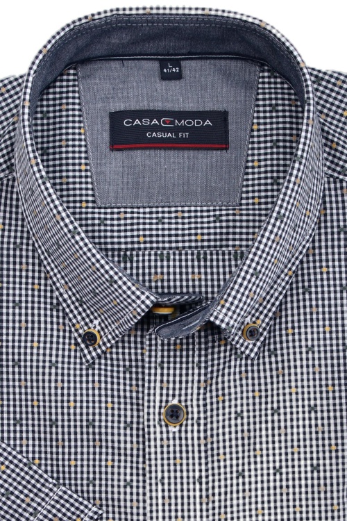 CASAMODA Casual Fit Hemd Halbarm Button Down Kragen Karo blau