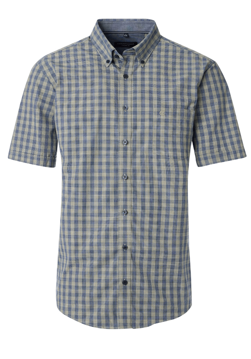 CASAMODA Casual Fit Hemd Halbarm Button Down Kragen Karo blau