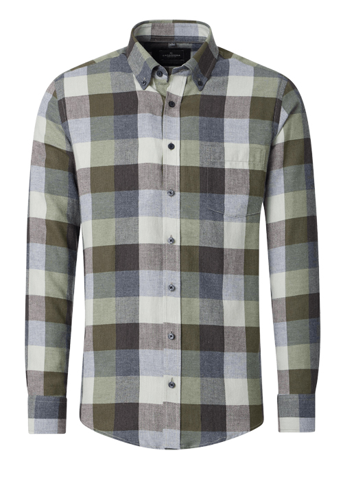 CASAMODA Casual Fit Hemd Langarm Button Down Kragen Flanell Karo gr�n