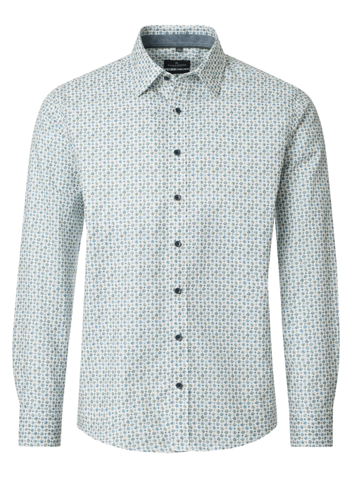 CASAMODA Casual Fit Hemd Langarm New Kent Kragen Muster gr�n