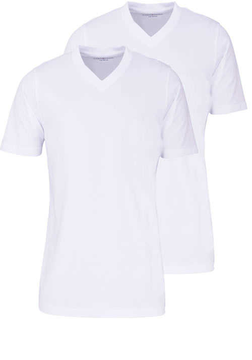 CASAMODA T-Shirt V-Auschnitt reine Baumwolle Doppelpack wei