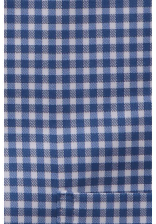ETERNA Modern Fit Hemd super langer Arm Button Down Kragen Karo blau