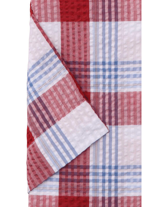 ETERNA Modern Fit Hemd Halbarm Button Down Kragen Seersucker Karo rot