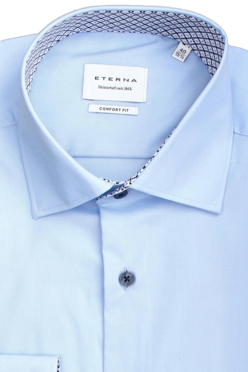 ETERNA Comfort Fit Hemd Langarm New Kent Kragen hellblau