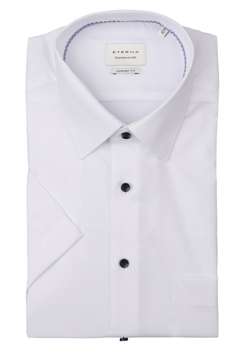 ETERNA Comfort Fit Hemd Halbarm New Kent Kragen Fil a Fil weiß