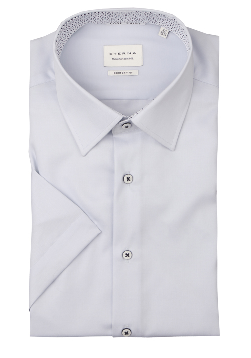 ETERNA Comfort Fit Hemd Halbarm New Kent Kragen Twill hellblau