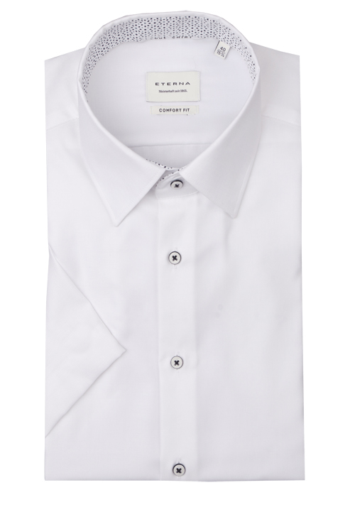 ETERNA Comfort Fit Hemd Halbarm New Kent Kragen Twill weiß
