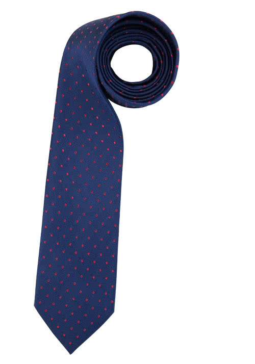 ETERNA Krawatte aus Punkte rot/nachtblau Seide breit cm 7,5 reiner