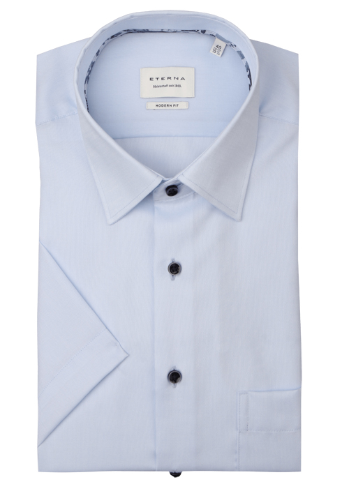 ETERNA Modern Fit Hemd Halbarm New Kent Kragen Oxford hellblau