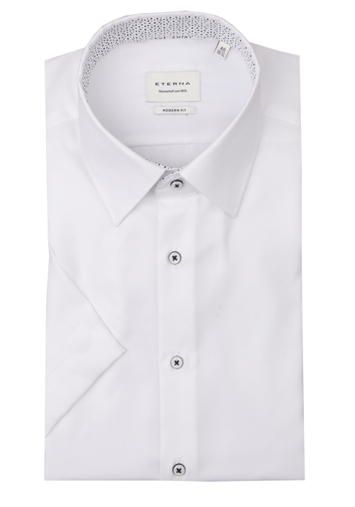 ETERNA Modern Fit Hemd Halbarm New Kent Kragen Twill weiß