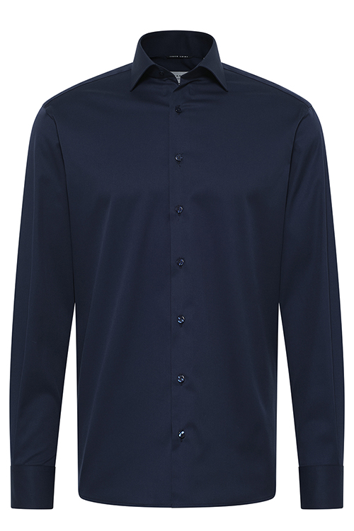 ETERNA Modern Fit Cover Hemd Langarm New Kent Kragen Blickdicht nachtblau