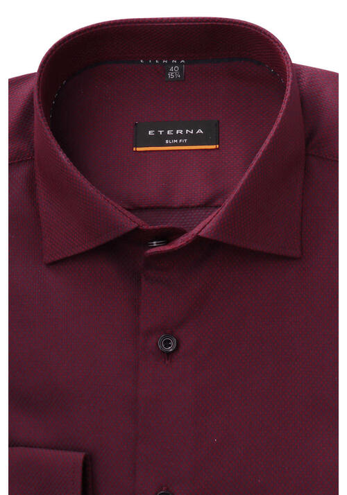 ETERNA Slim Fit Hemd super langer Arm New Kent Kragen Muster rot