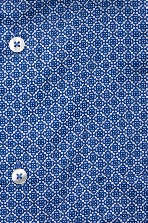 ETERNA Comfort Fit Hemd Halbarm New Kent Kragen Muster blau