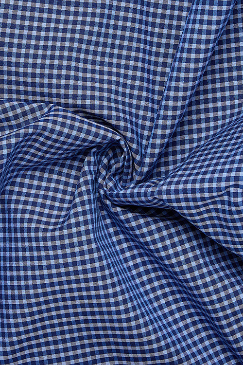 ETERNA Modern Fit Hemd Langarm Button Down Kragen Karo blau
