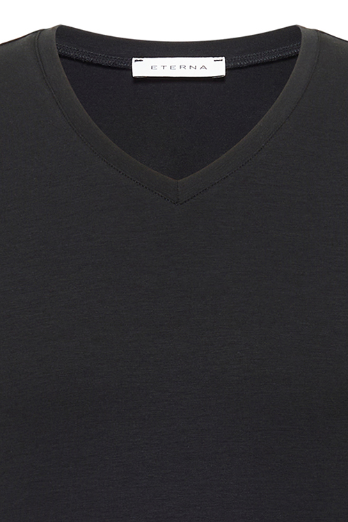 ETERNA Bodyshirt Halbarm tiefer V-Ausschnitt schwarz