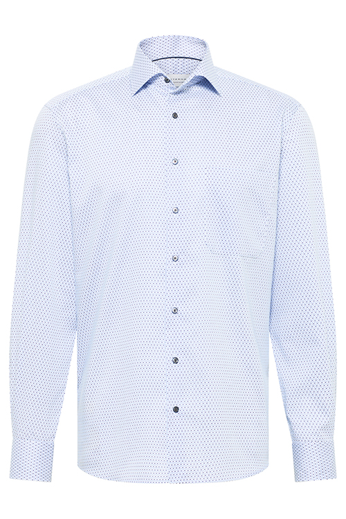 ETERNA Comfort Fit Hemd extra langer Arm New Kent Kragen Muster blau