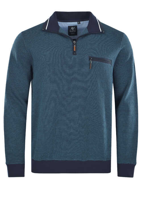 HAJO Sweatshirt Langarm mit Reiverschluss Struktur hellblau