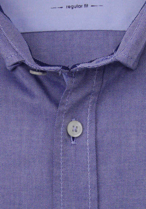 HATICO Regular Fit Hemd Langarm Button Down Kragen Struktur dunkelblau